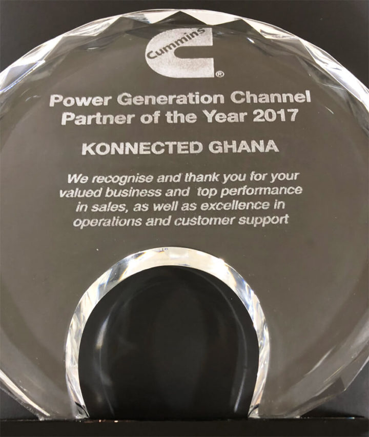 Konnected wins the award Cummins Best Channel Dealer 2017